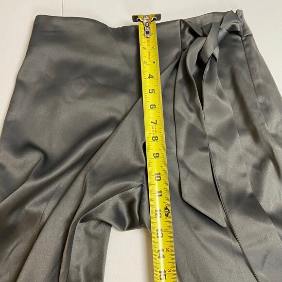 NWT White House Black Market WHBM Silver Satin Wrap Tapered Ankle Pant Size 0 - Picture 13 of 14